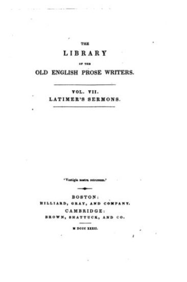 The Library of the Old English Prose Writers - Vol. VII