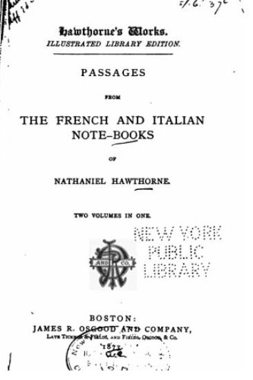 Passages from the French and Italian Note-books of Nathaniel Hawthorne