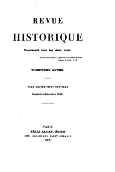 Revue historique - Tome 89