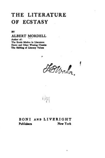 The Literature of Ecstasy