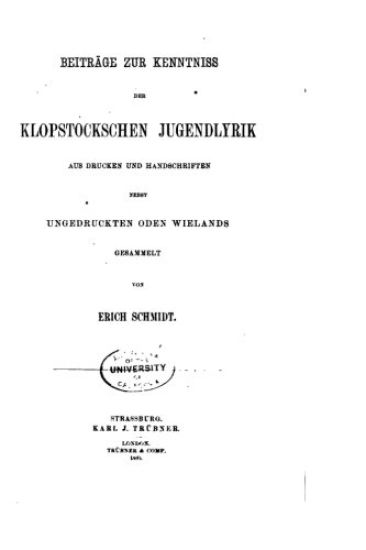 Beiträge zur kenntniss der Klopstocksehen jugendlyrik