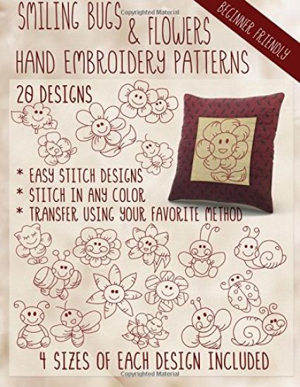 Smiling Bugs and Flowers Hand Embroidery Patterns
