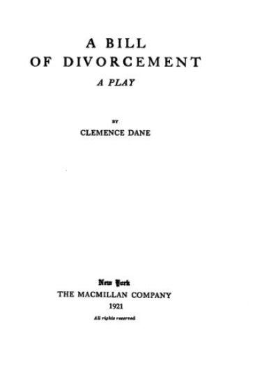A Bill of Divorcement, A Play
