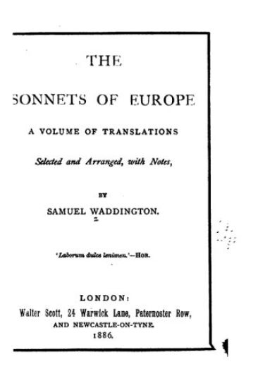 The Sonnets of Europe, a Volume of Translations