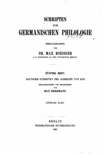 Schriften zur germanischen philologie