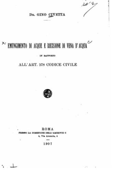 Emungimento Di Acque E Recisione Di Vena d'Acqua