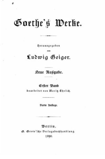 Goethe's Werke - Erster Band