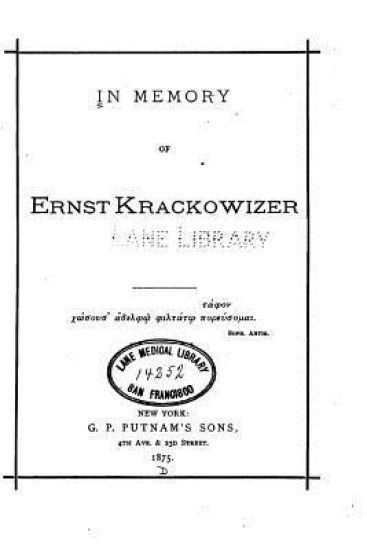 In Memory of Ernst Krackowizer