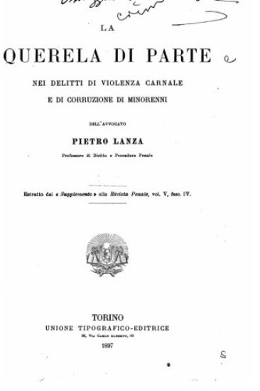 La querela di parte, nei delitti di violenza carnale e di corruzione di minorenni