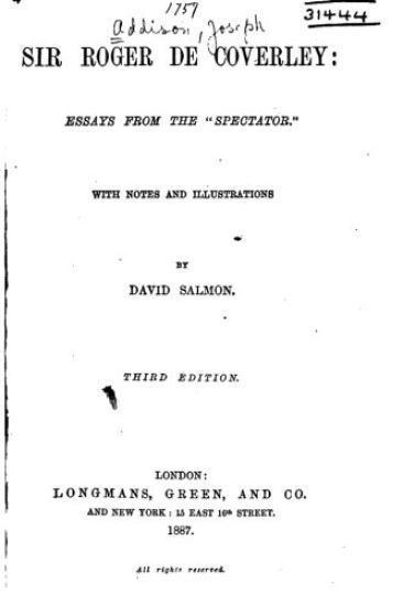 Sir Roger de Coverley, Essays from the Spectator