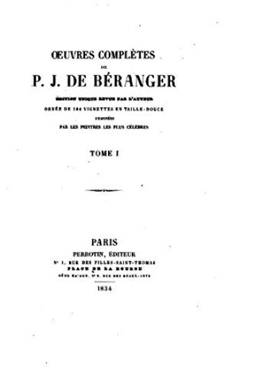 Oeuvres complètes de P. J. de Béranger - Tome I
