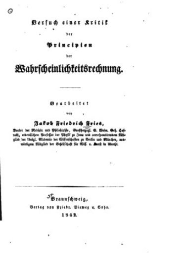 Versuch einer Kritik der Principien der Wahrscheinlichkeitsrechnung