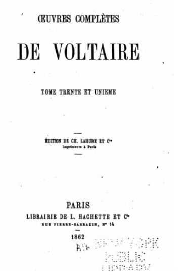 Oeuvres complètes de Voltaire - Tome XXXI