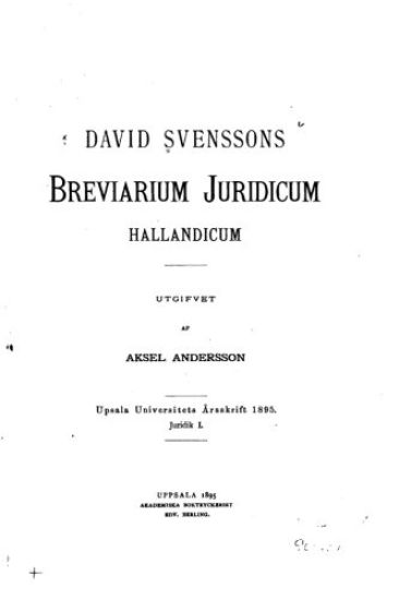 David Svenssons Breviarium Juridicum Hallandicum