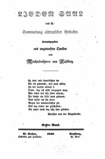 Lieder Saal das ist Sammelung altdeutscher Gedichte