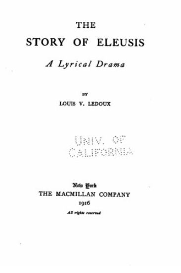 The story of Eleusis, a lyrical drama