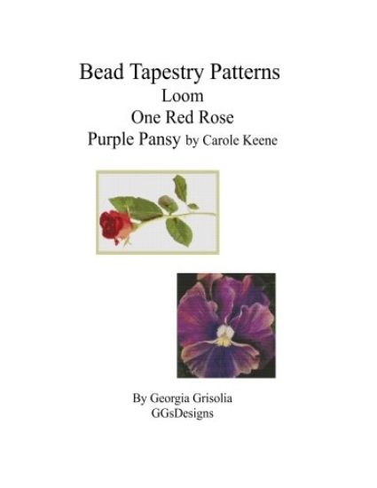 Bead Tapestry Patterns loom One Red Rose Purple Pansy by Carole Keene