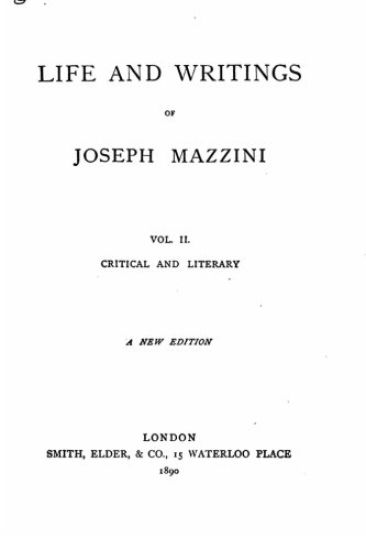 Life and Writings of Joseph Mazzini