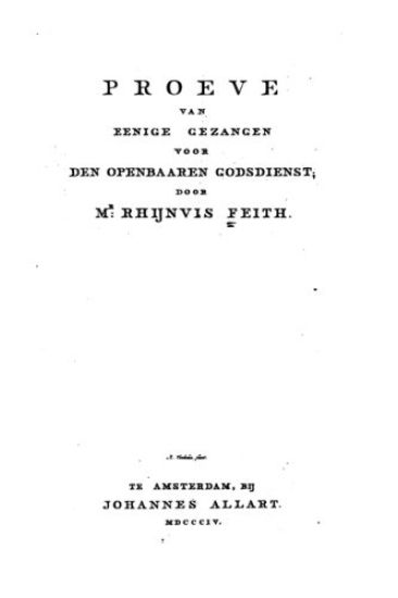 Proeve Van Eenige Gezangen Voor Den Openbaaren Godsdienst