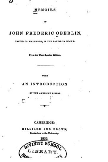 Memoirs of John Frederic Oberlin, Pastor of Waldbach, in the Ban de la Roche