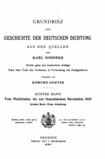Grundriss Zur Geschichte der Deutschen Dichtung aus den Quellen