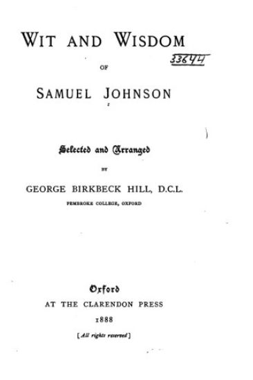 Wit and Wisdom of Samuel Johnson
