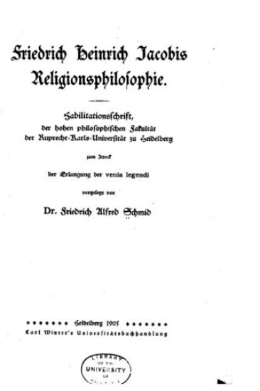 Friedrich Heinrich Jacobis Religionsphilosophie