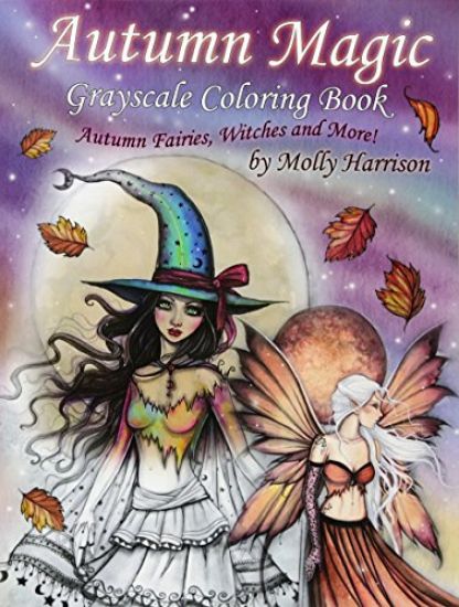 Autumn Magic Grayscale Coloring Book: Autumn Fairies, Witches, and More!
