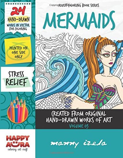 Adult Coloring Book - Mermaids - Vector Line Art - Vol. 03