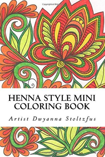 Henna Style Mini Coloring Book: 36 Hand drawn images inspired by traditional mehndi