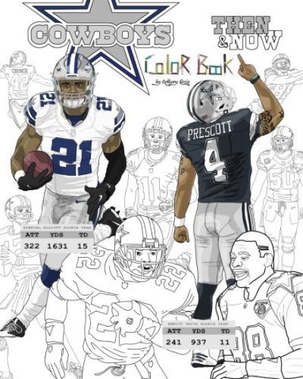 Ezekiel Elliott and the Dallas Cowboys: Then and Now: The Ultimate Football Coloring, Activity and Stats Book for Adults and Kids