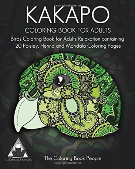 Kakapo Coloring Book For Adults: Birds Coloring Book for Adults Relaxation containing 20 Paisley, Henna and Mandala Coloring Pages