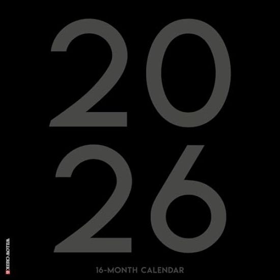 Black & White Professional Large Grid 2026 12 X 12 Wall Calendar