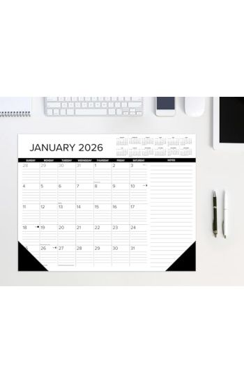 B&w W/Lines 2026 22 X 17 Large Monthly Deskpad