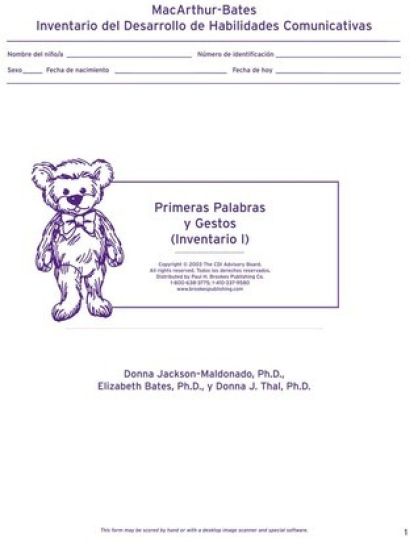 Macarthur Communicative Development Inventories (Cdis)  Inventario I: Primeras Palabras Y Gestos (Package of 25)