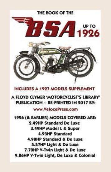Book of the BSA Up to 1926 - Includes a 1927 Models Supplement