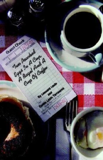 Two Poached Eggs in a Cup, a Bagel and a Cup of Coffee