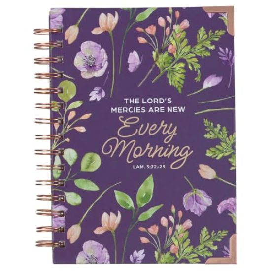 Christian Art Gifts Purple Journal W/Scripture Lord's Mercies Large Bible Verse Notebook, 192 Ruled Pages, Lam. 3:22-23 Bible Verse