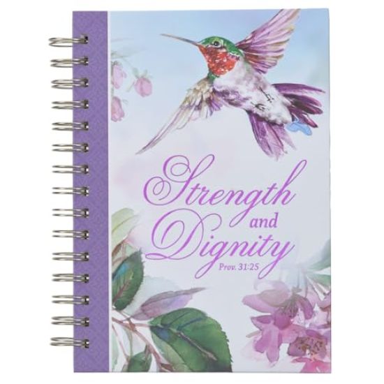 Christian Art Gifts Purple Journal W/Scripture Strength and Dignity Large Bible Verse Notebook, 192 Ruled Pages, Proverbs 31:25 Bible Verse