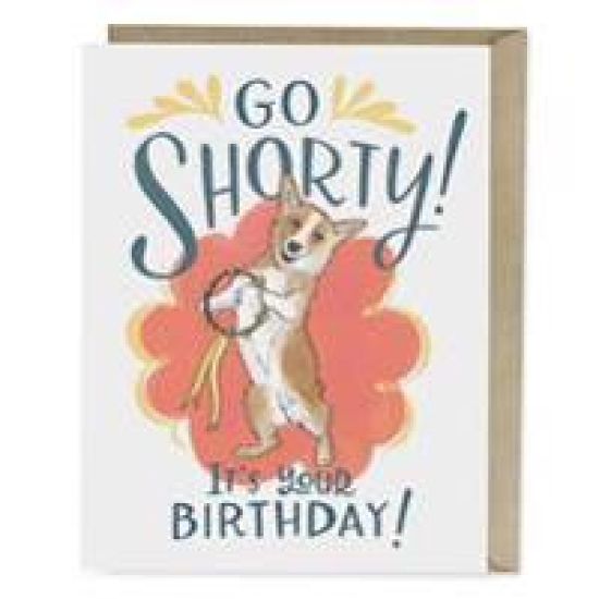 Em & Friends Go Shorty Corgi Dog Birthday Card