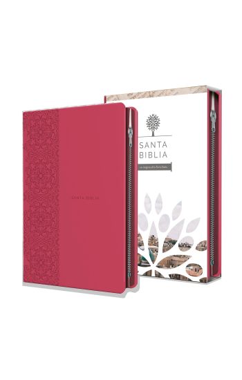 Biblia Reina Valera 1960 letra grande. Símil piel fucsia, cremallera, tamaño manual / Spanish Holy Bible RVR 1960. Handy Size, Large Print, Leathersoft, Zipp