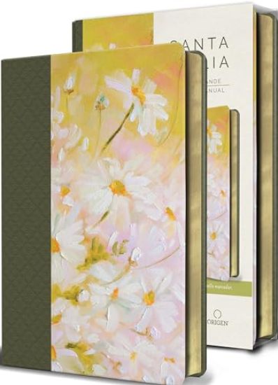 Biblia Reina Valera 1960 Letra Grande. Piel Verde Con Flores, Tamaño Manual / Spanish Bible Rvr 1960 Large Print. Imitation Green Leather with Flowers