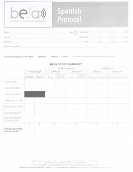 Bilingual English-Spanish Assessment™ (BESA™): Spanish Protocol