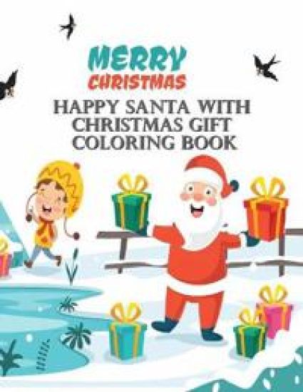 Happy Santa With Christmas Gift Coloring Book
