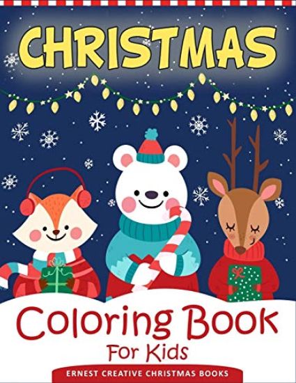Christmas Coloring Book For Kids: 55 Easy Christmas Coloring Pages to Color with Santa Claus, Reindeer, Snowman, Christmas Tree and More! - Drawing Bo