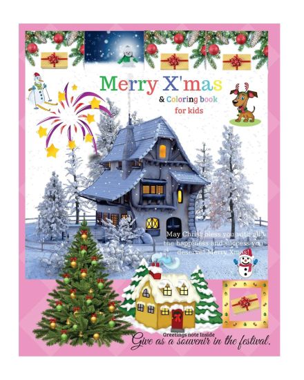 Merry xmas: A Coloring Book for Kids And the New Year greetings, Kids can write and color every day.