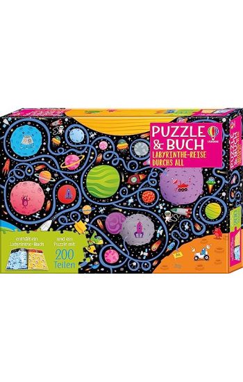 Puzzle & Buch: Labyrinthe-Reise durchs All
