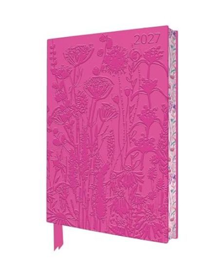 Lucy Innes Williams: Pink Garden House 2027 Artisan Art Vegan Leather Diary Planner - Page to View with Notes