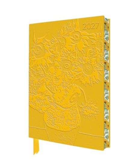 Vincent van Gogh: Sunflowers 2027 Artisan Art Vegan Leather Diary Planner - Page to View with Notes