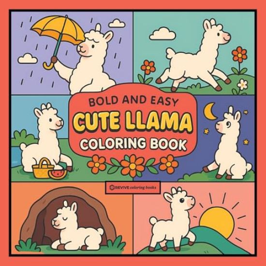 Kansikuva: Bold & Easy Cute Llama Coloring Book